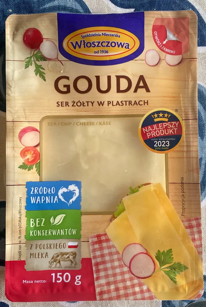 Ser gouda żółty w plastrach