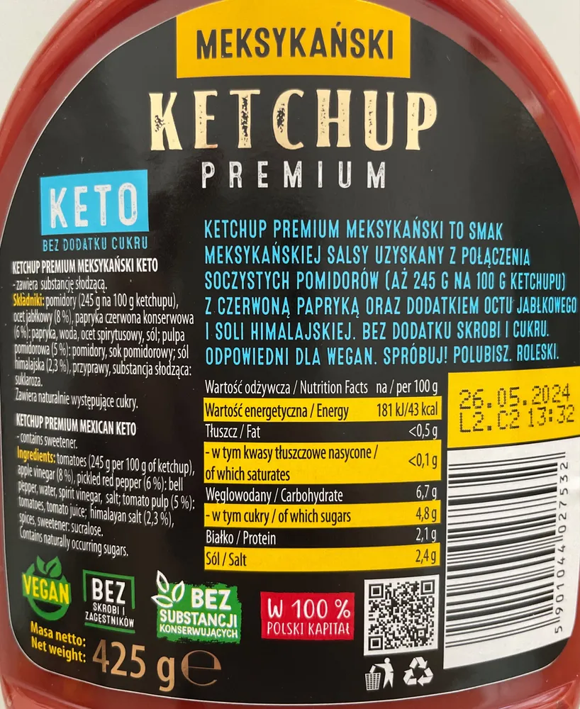 Ketchup premium meksykański KETO