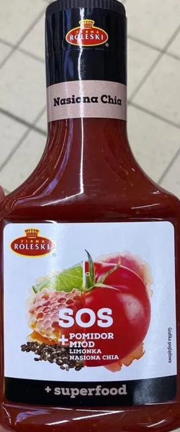 Sos pomidor + miód + limonka + nasiona chia