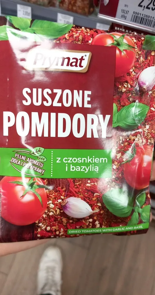 Suszone pomidory z czosnkiem i bazylią