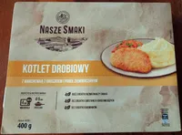 Kotlet drobiowy z puree i marchewką z groszkiem