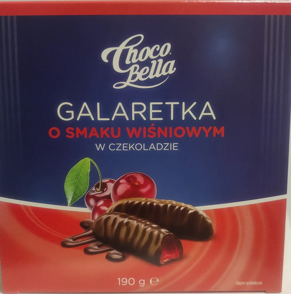 Galaretka o smaku wiśniowym w czekoladzie
