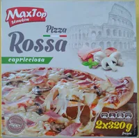 Pizza głęboko mrożona z szynką i pieczarkami.