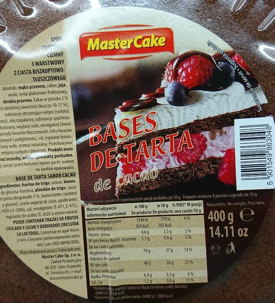 Bases de tarta de cacao