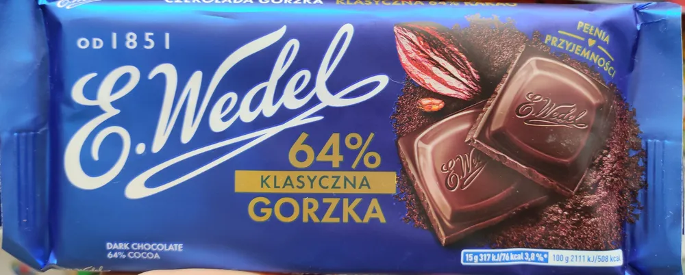 Czekolada klasyczna gorzka 64%