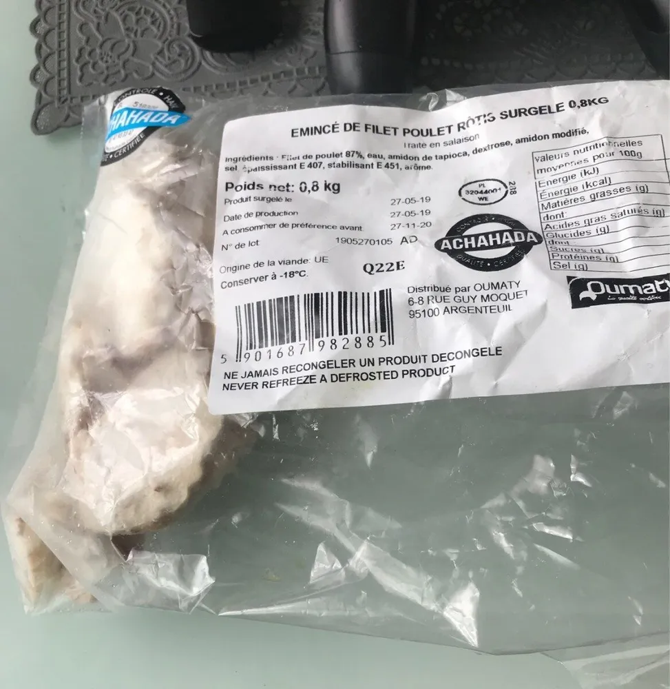 Emincé de filet de poulet rotis