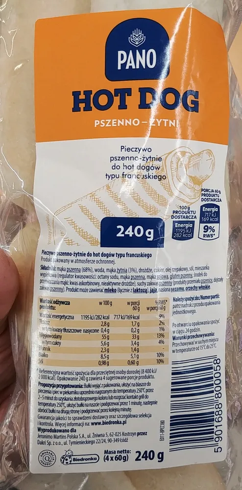 Hot dog pszenno-żytni