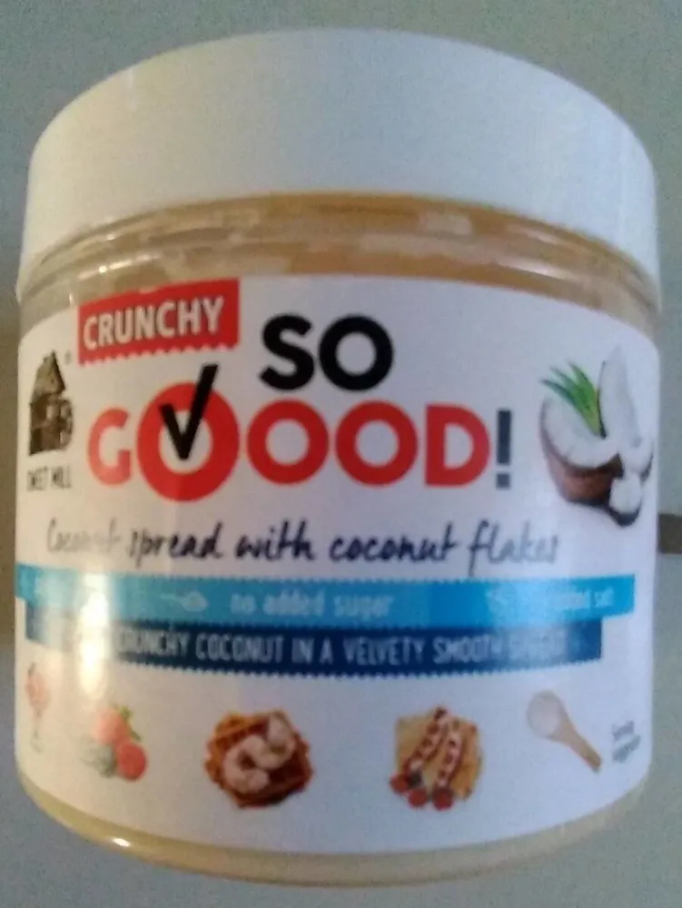 Coconut spread with coconut flakes