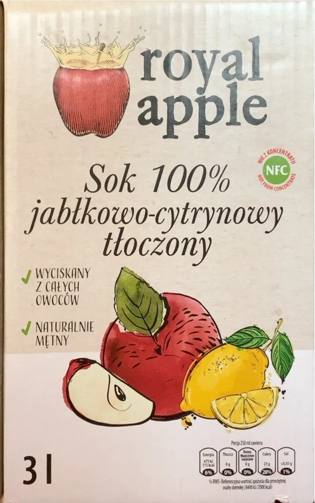 Sok 100% jabłkowo-cytrynowy-tłoczony