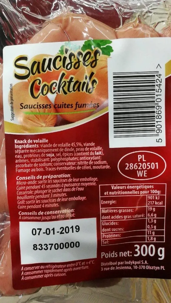 Saucisses cuites fumées