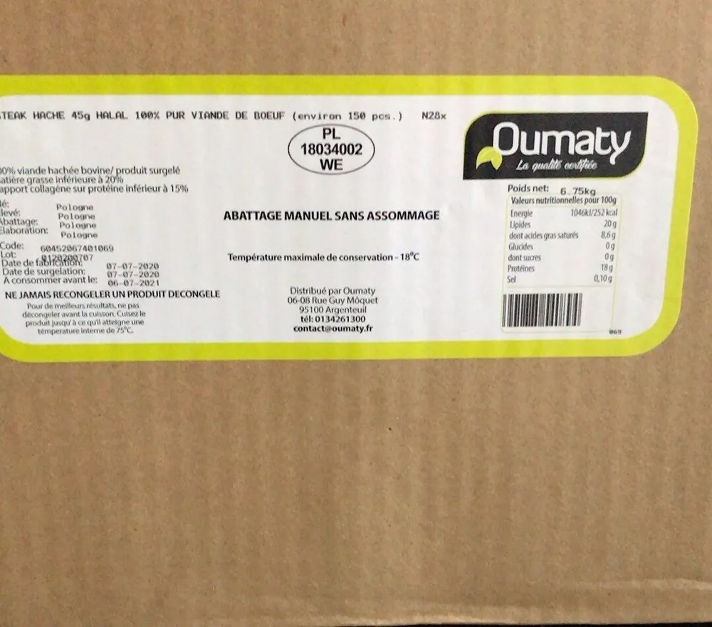 Steak hache 45g halal