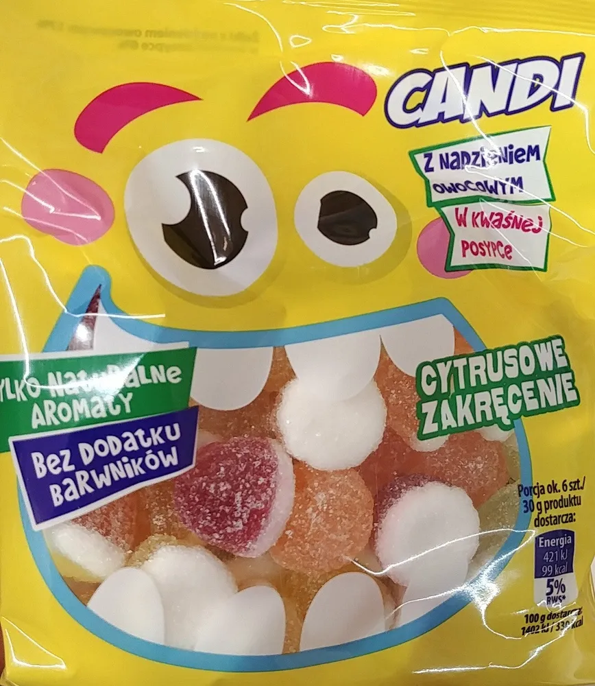 Żelki z nadzieniem owocowym w kwaśnej posypce