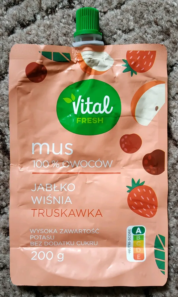 Mus 100% owoców jabłko wiśnia truskawka