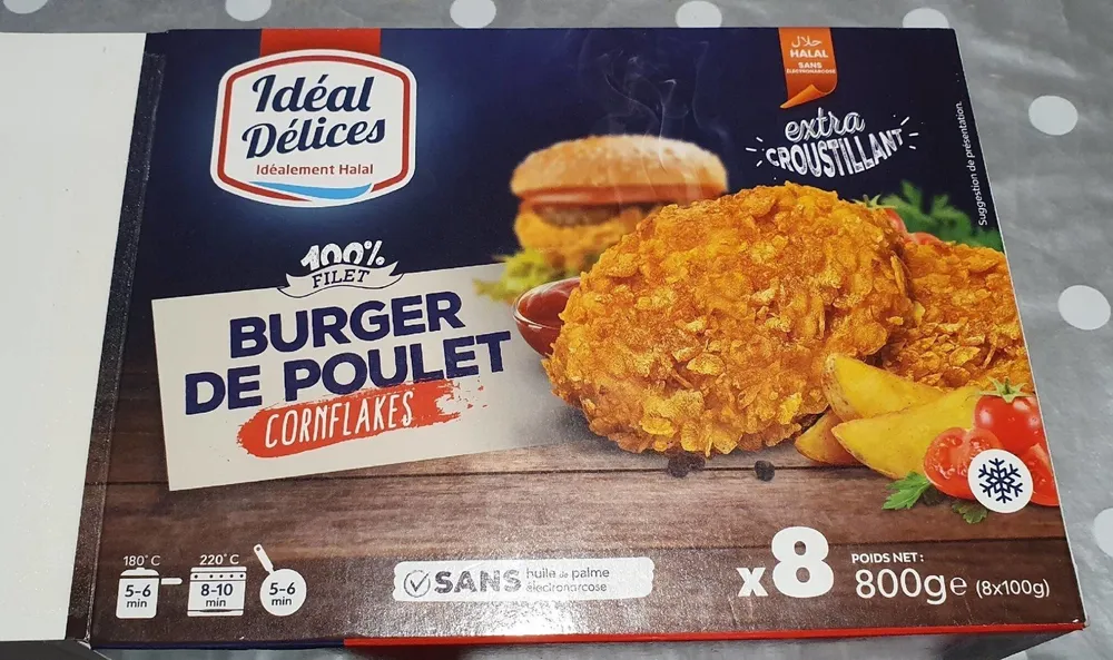 Burger de poulet cornflakes halal