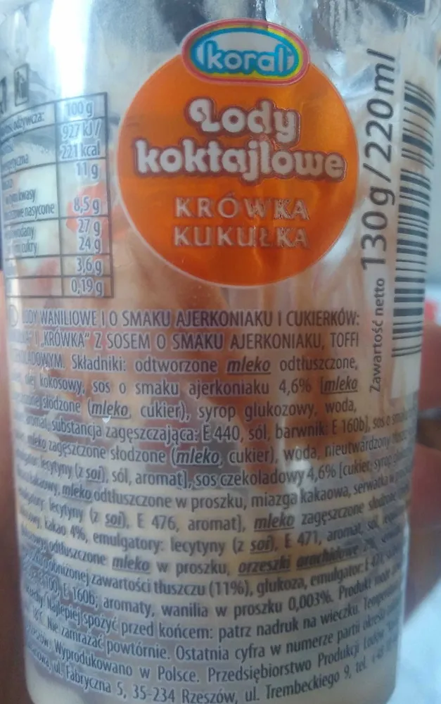 Lody koktajlowe Krówka Kukułka