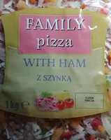 Pizza z szynką wieprzową, na podpieczonym spodzie.