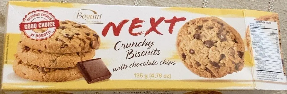 Crunchy biscuits with chocolate chips