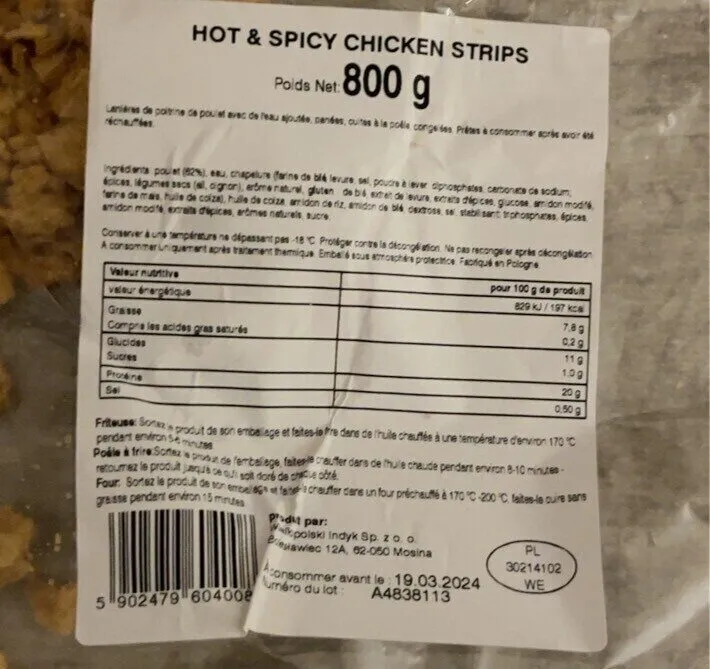 Hot & spicy chiken strips