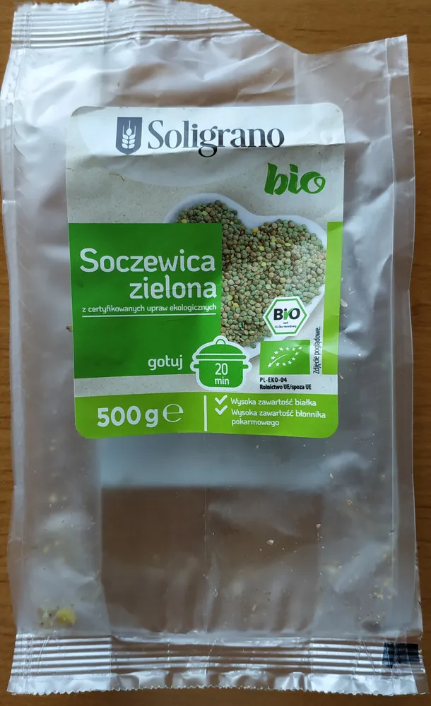 Soczewica zielona z certyfikowanych upraw ekologicznych