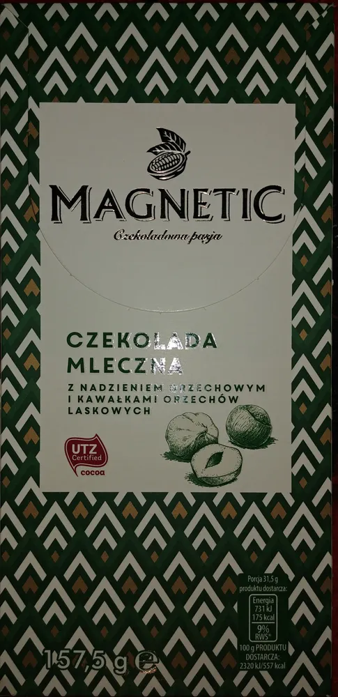 Czekolada mleczna z nadzieniem orzechowym i kawałkami orzechów laskowych