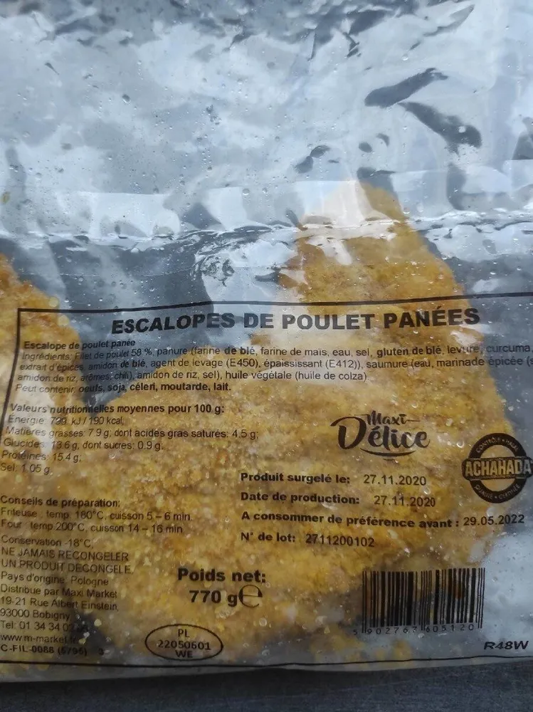 Escalopes de poulet panées