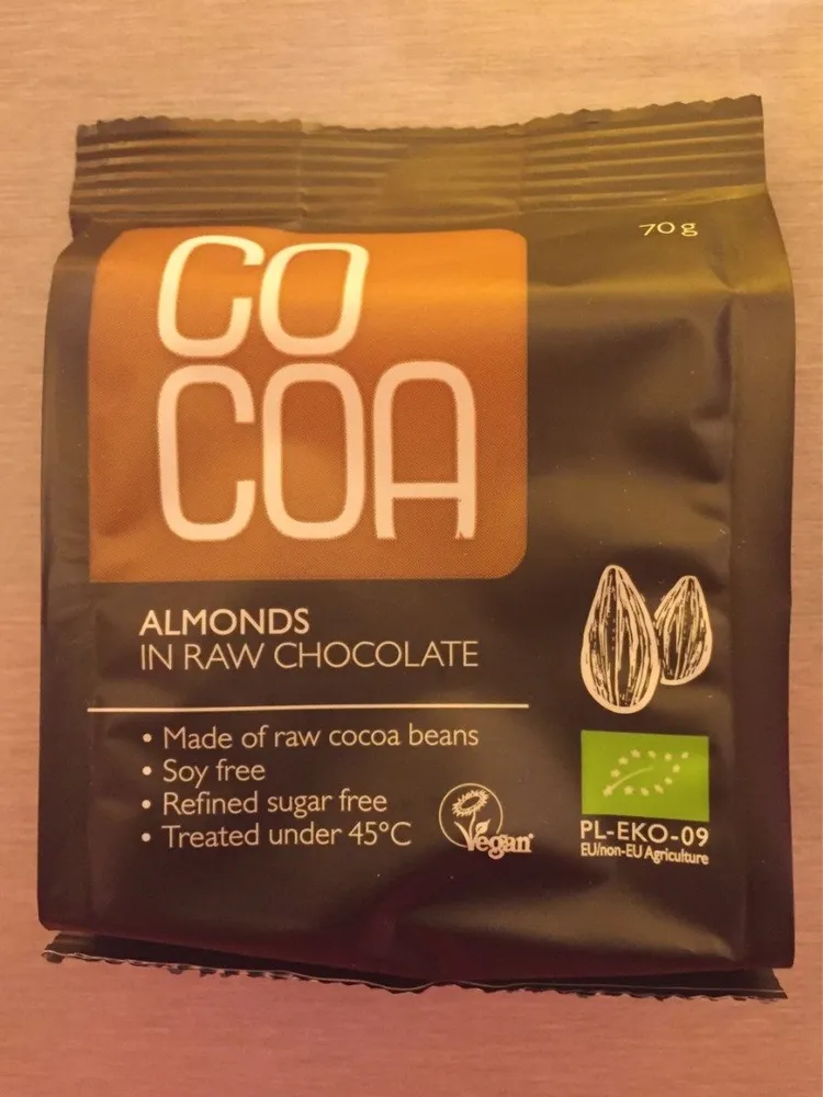 Amandes enrobés de chocolat cru et biologique