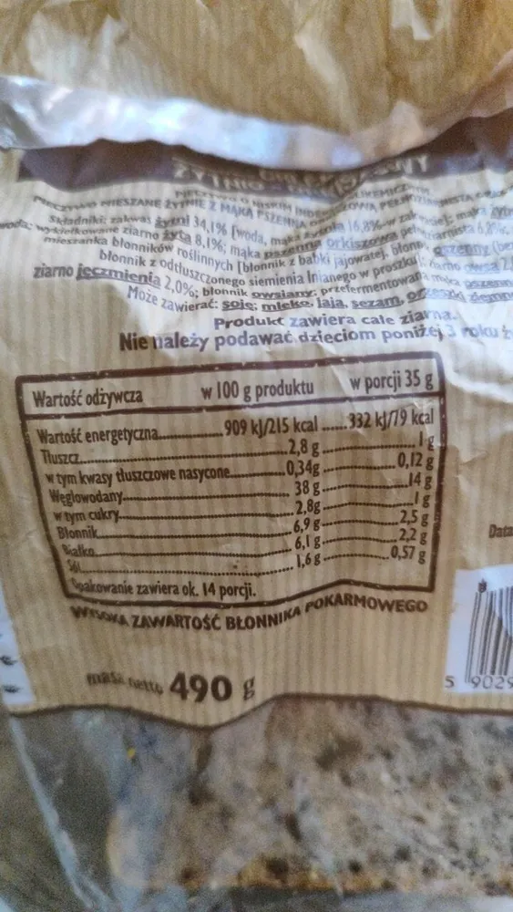 Pieczywo mieszane żytnie z mąką pszenną