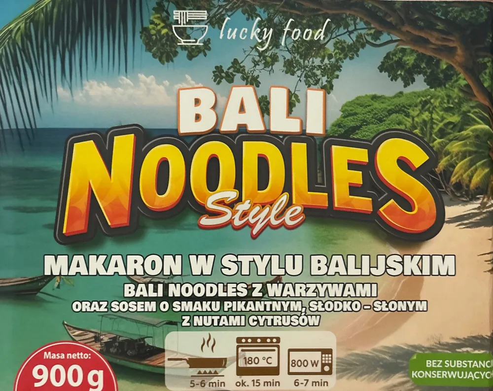 Bali Noodles z warzywami oraz sosem o smaku pikantnym, słodko-słonym z nutami cytrusów