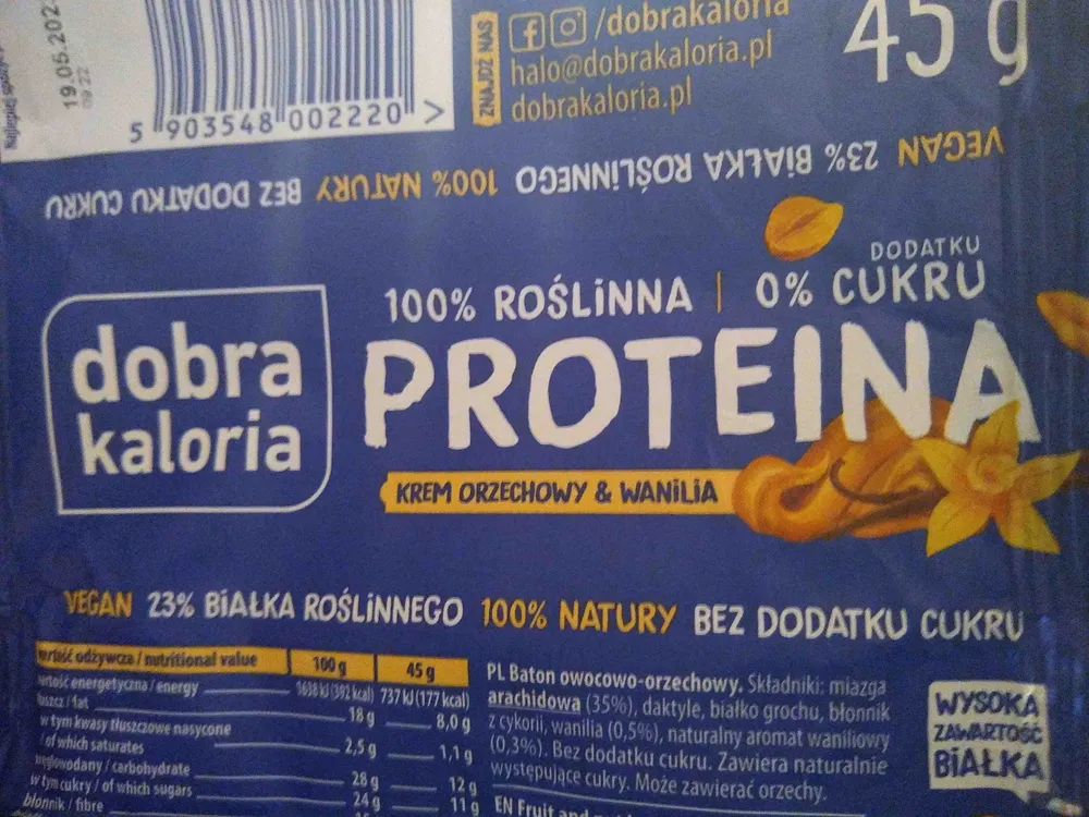 Baton proteina krem orzechowy - wanilia