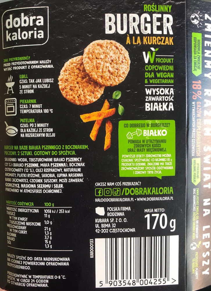 Roślinny Burger à la kurczak