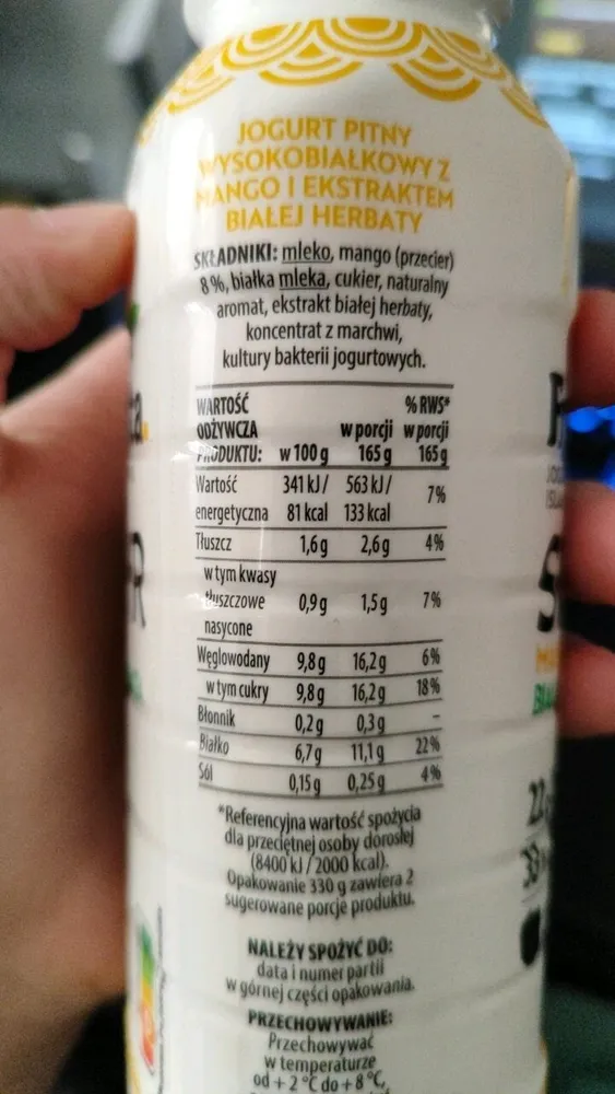 Jogurt pitny typu islandzkiego Skyr Mango Biała Herbata