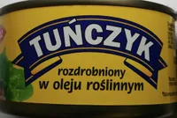 Tuńczyk rozdrobniony w oleju roślinnym.