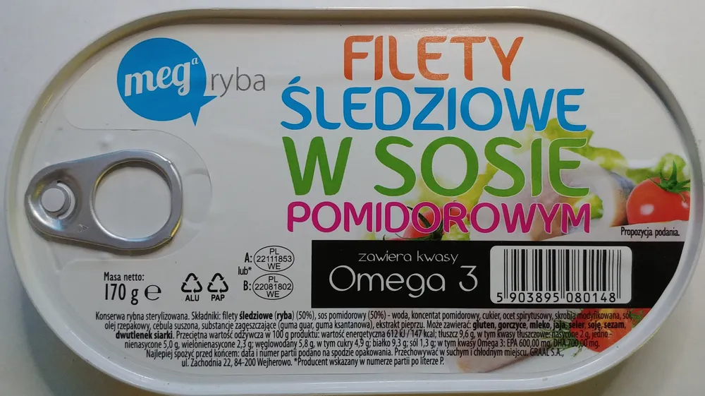 Filety śledziowe w sosie pomidorowym.