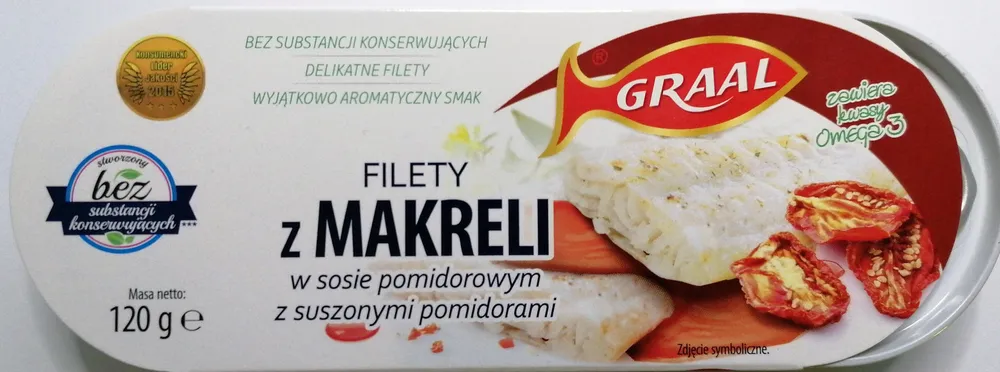 Filety z makreli w sosie pomidorowym z suszonymi pomidorami.