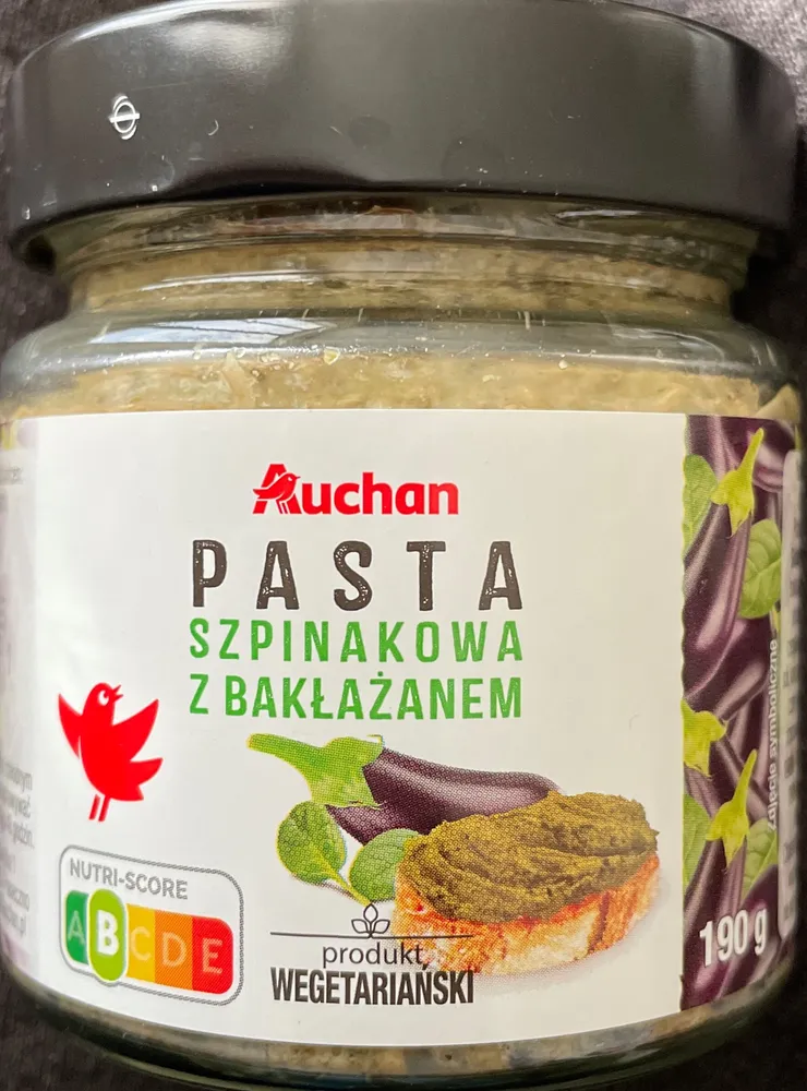 Pasta szpinakowa z bakłażanem