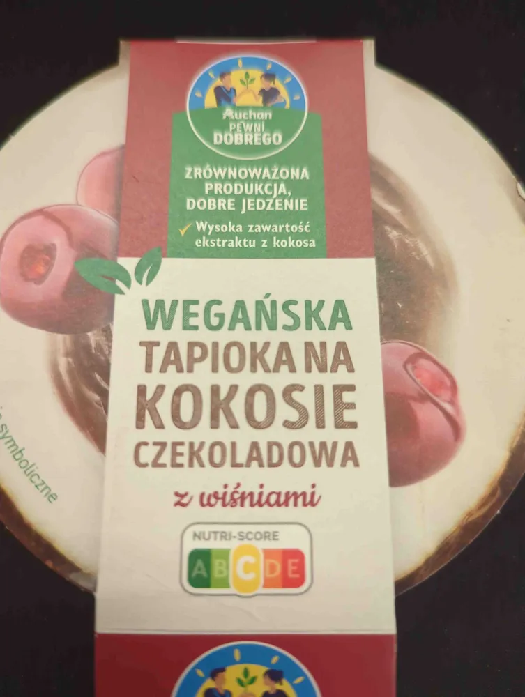 Weganska tapioka na kokosie z wiśniami