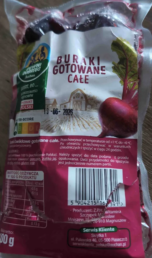 Buraki gotowane całe