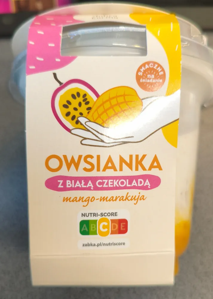 Owsianka z białą czekoladą mango-marakuja