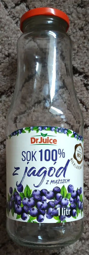 Sok 100% z jagód z miąższem