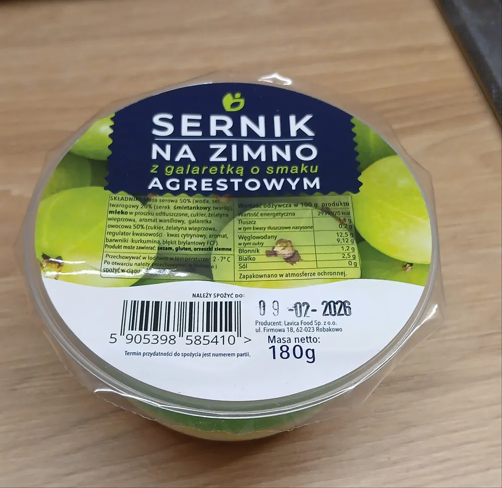 Sernik na zimno z galaretką o smaku agrestowym