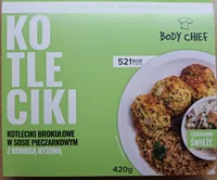 Kotleciki brokułowe w sosie pieczarkowym z komosa ryżową
