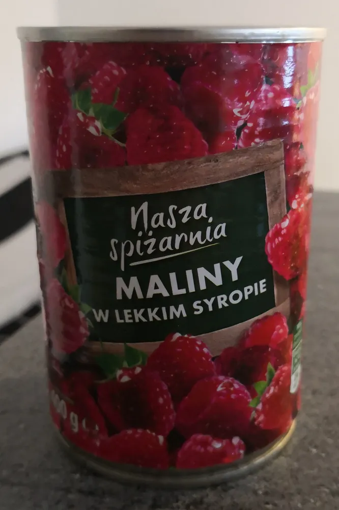 maliny w lekkim syropie