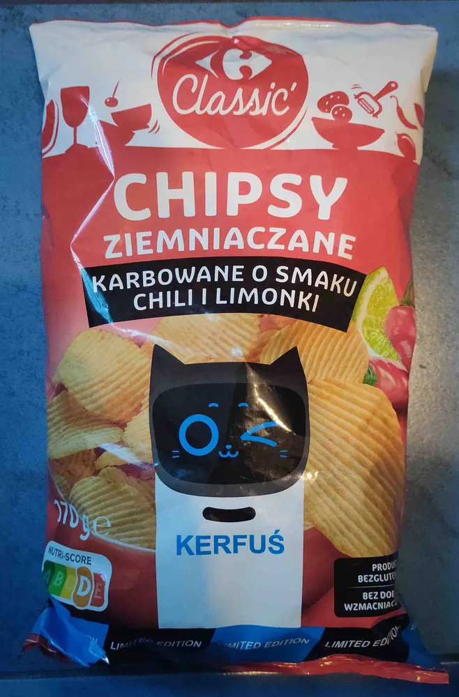 Chipsy ziemniaczane karbowane o smaku chili i limonki