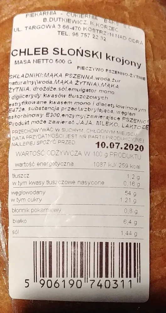 Chleb słoński krojony