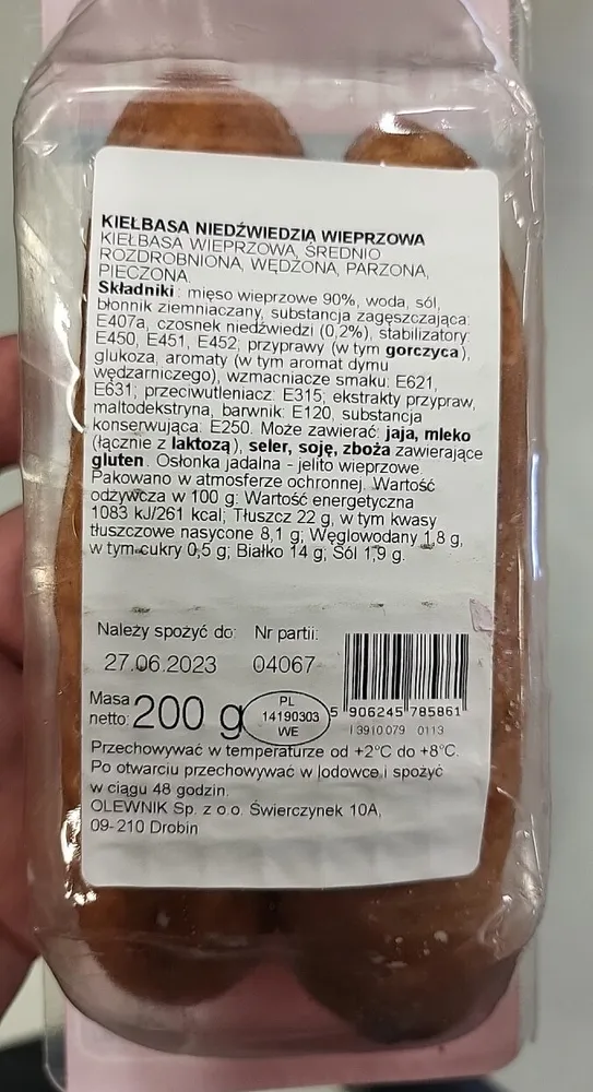 Kiełbasa niedźwiedzia wieprzowa