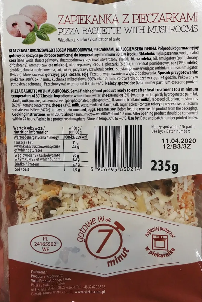 Zapiekanka z pieczarkami