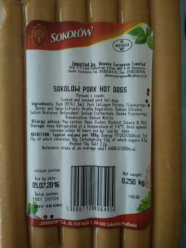 Pork Hot Dogs