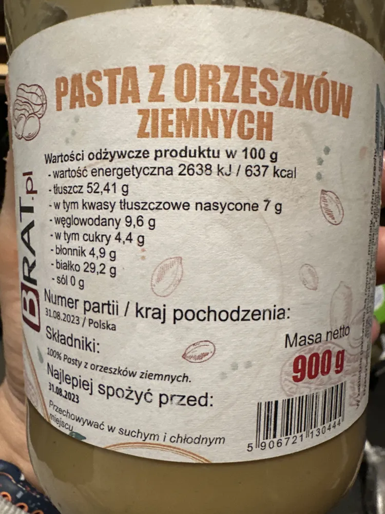 Pasta z orzeszków ziemnych