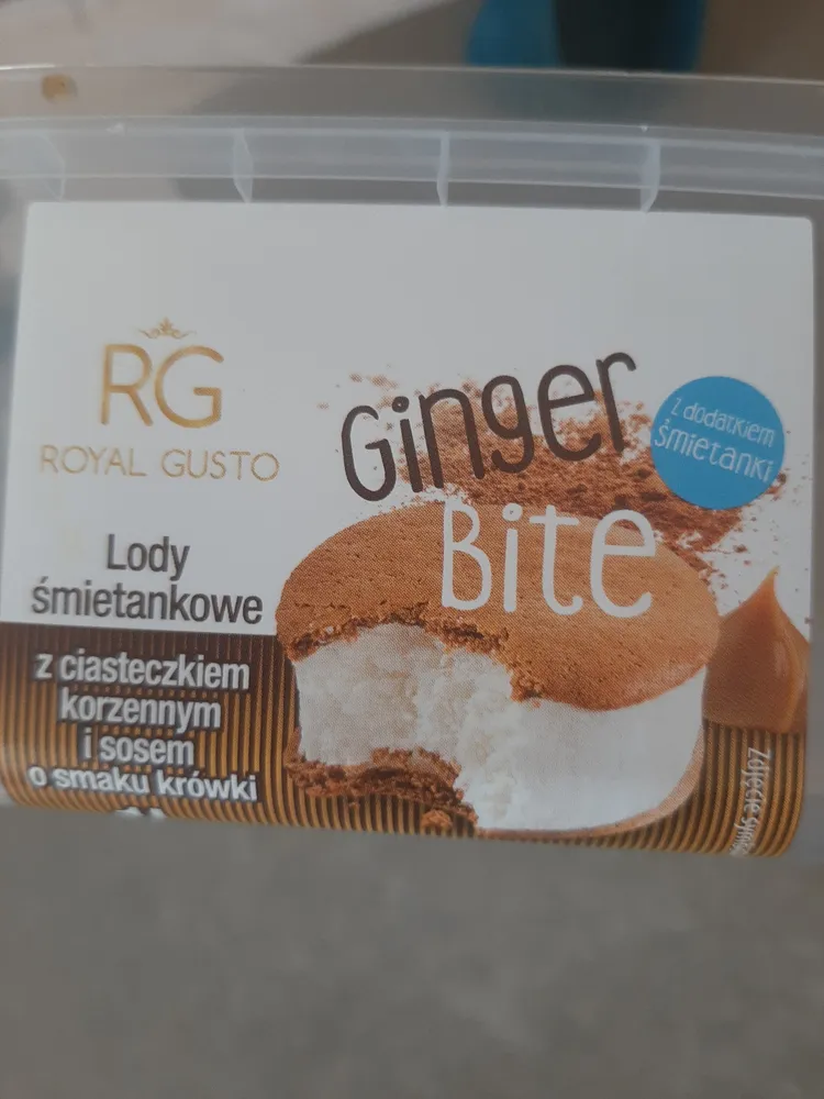 Ginger Bite Lody śmietankowe z ciasteczkiem korzennym i sosem o smaku krówki