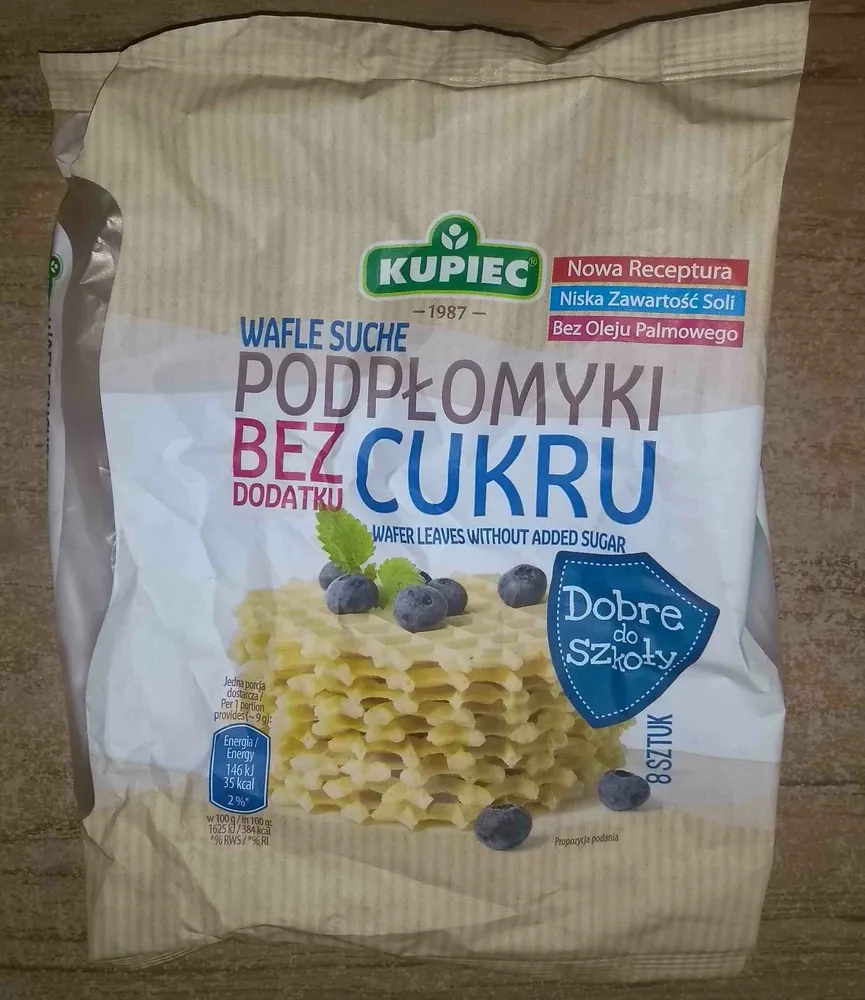 Wafle suche podpłomyki bez dodatku cukru